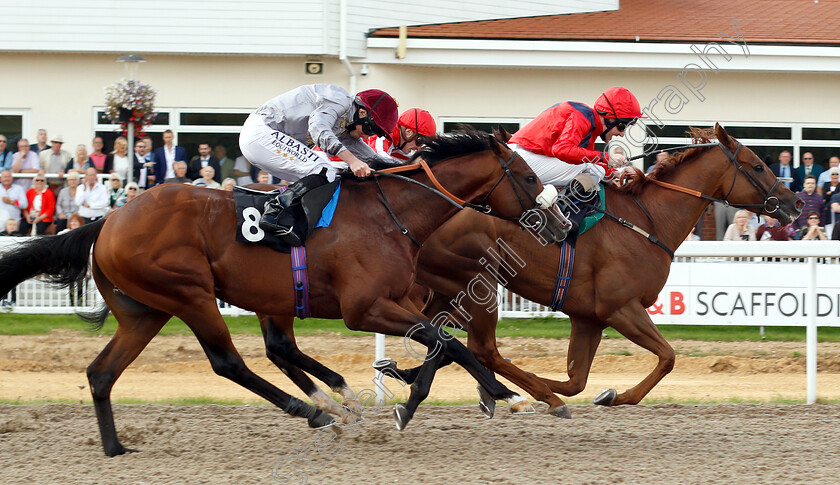 Majboor-0004 
 MAJBOOR (right, Liam Keniry) beats QAROUN (left) in The Old Speckled Hen Handicap
Chelmsford 30 Aug 2018 - Pic Steven Cargill / Racingfotos.com