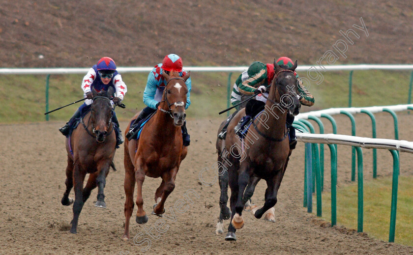 Red-Verdon-0002 
 RED VERDON (centre, Oisin Murphy) beats GREAT HALL (left) and CELESTIAL PATH (right) in The Betway Conditions Stakes Lingfield 14 Feb 2018 - Pic Steven Cargill / Racingfotos.com