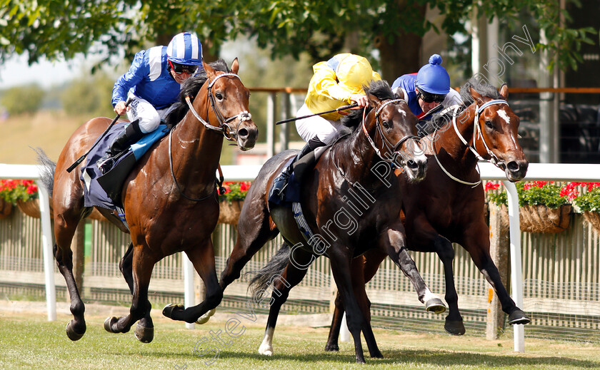 Naval-Intelligence-0003 
 NAVAL INTELLIGENCE (right, John Egan) beats RESTIVE SPIRIT (centre) and BAWAASIL (left) in The Download The App At 188bet Maiden Stakes Div2
Newmarket 28 Jun 2018 - Pic Steven Cargill / Racingfotos.com