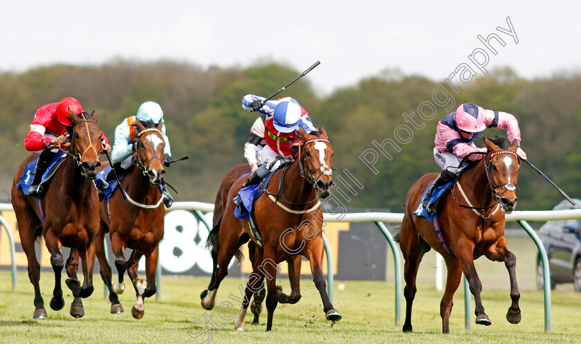 Last-Enchantment-0002 
 LAST ENCHANTMENT (right, Edward Greatrex) beats LADY ALAVESA (centre) in The 188bet Up To £75 Cash Bonus Fillies Handicap Nottingham 1 May 2018 - Pic Steven Cargill / Racingfotos.com