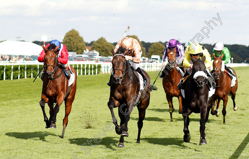 God-Given-0004 
 GOD GIVEN (centre, Jamie Spencer) beats PILASTER (left) and HORSEPLAY (right) in The DFS Park Hill Stakes
Doncaster 13 Sep 2018 - Pic Steven Cargill / Racingfotos.com