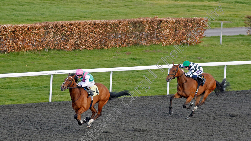 Laurel-0009 
 LAUREL (Ryan Moore) beats LIGHTSHIP (right) in The Racing TV Snowdrop Fillies Stakes
Kempton 10 Apr 2023 - Pic Steven Cargill / Racingfotos.com