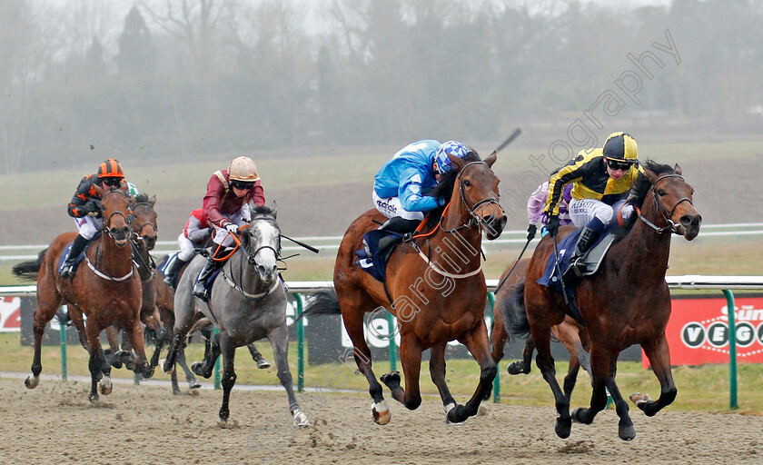 Mighty-Mac-0001 
 MIGHTY MAC (right, Oisin Murphy) beats SWEET AND DANDY (2nd right) in The Betway Novice Median Auction Stakes Lingfield 14 Feb 2018 - Pic Steven Cargill / Racingfotos.com