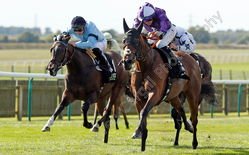 Hello-You-0004 
 HELLO YOU (right, Rossa Ryan) beats CACHET (left) in The Unibet Rockfel Stakes
Newmarket 24 Sep 2021 - Pic Steven Cargill / Racingfotos.com