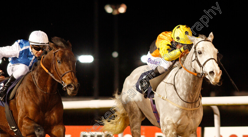 Watersmeet-0007 
 WATERSMEET (Joe Fanning) beats FUNNY KID (left) in The Betway Live Casino Conditions Stakes Wolverhampton 15 Jan 2018 - Pic Steven Cargill / Racingfotos.com