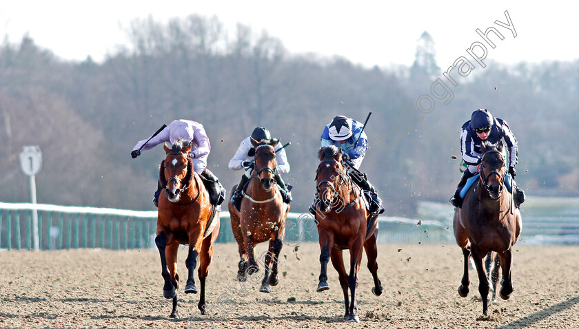 Abe-Lincoln-0001 
 ABE LINCOLN (left, Ryan Moore) beats EMENEM (centre) and KYLLACHY GALA (right) in The Betway Handicap Lingfield 27 Feb 2018 - Pic Steven Cargill / Racingfotos.com