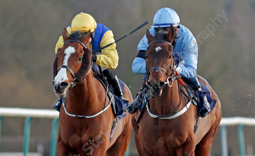 Battle-Of-Marathon-0004 
 BATTLE OF MARATHON (right, Darragh Keenan) beats RENARDEAU (left) in The Betway Apprentice Handicap
Lingfield 8 Feb 2020 - Pic Steven Cargill / Racingfotos.com