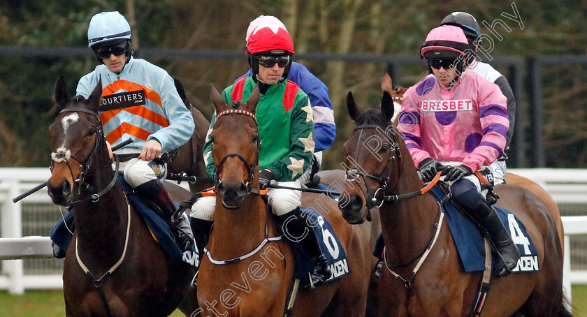 Crambo-0018 
 CRAMBO (right, Jonathan Burke) with SHOOT FIRST (centre) and BEAUPORT (left) before winning The Howden Long Walk Hurdle
Ascot 21 Dec 2024 - Pic Steven Cargill / Racingfotos.com