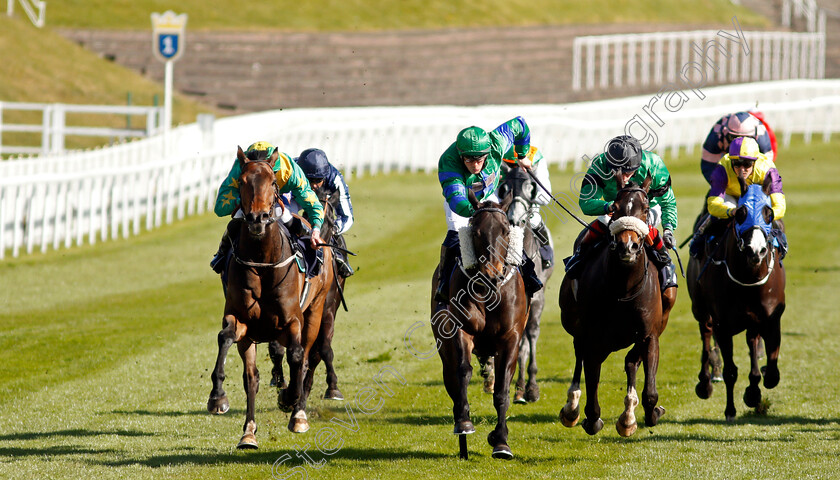 Broken-Spear-0003 
 BROKEN SPEAR (centre, Kieran Schofield) beats SHAWAAMEKH (left) and BABY STEPS (right) in The Deepbridge Estate Planning Service Handicap
Chester 5 May 2021 - Pic Steven Cargill / Racingfotos.com