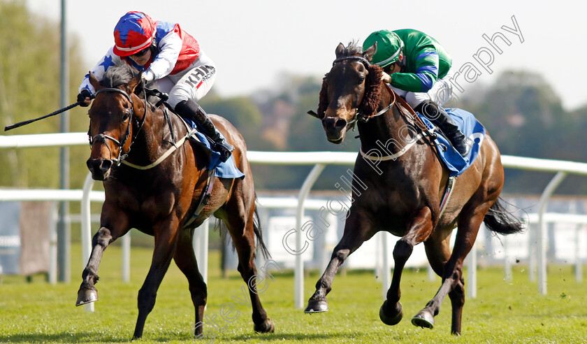 Coco-Bear-0003 
 COCO BEAR (left, Saffie Osborne) beats BROKEN SPEAR (right) in The Aspall Cyder Handicap
Leicester 29 Apr 2023 - Pic Steven Cargill / Racingfotos.com