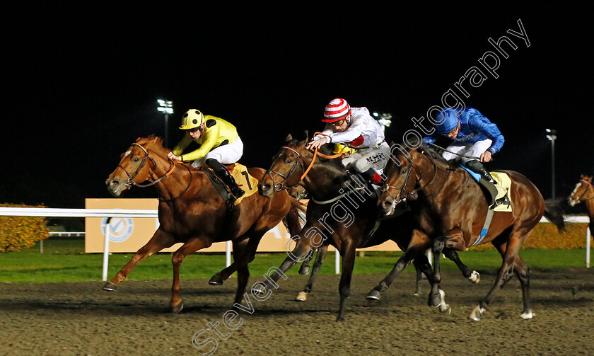 Matsuri-0002 
 MATSURI (left, Jack Mitchell) beats BRIONI (centre) and CUPID'S DREAM (right) in The Unibet Zero% Mission British Stallion Studs EBF Fillies Novice Stakes Div2
Kempton 15 Nov 2023 - Pic Steven Cargill / Racingfotos.com