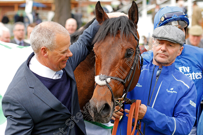 Harry-Angel-0009 
 HARRY ANGEL with trainer Clive Cox after The Duke Of York Stakes York 16 May 2018 - Pic Steven Cargill / Racingfotos.com