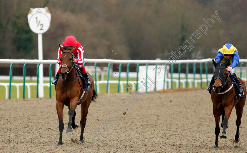 Mordin-0005 
 MORDIN (left, Frankie Dettori) beats NARJES (right) in The Play Slots At sunbets.co.uk/vegas EBF Maiden Stakes Lingfield 6 Dec 2017 - Pic Steven Cargill / Racingfotos.com