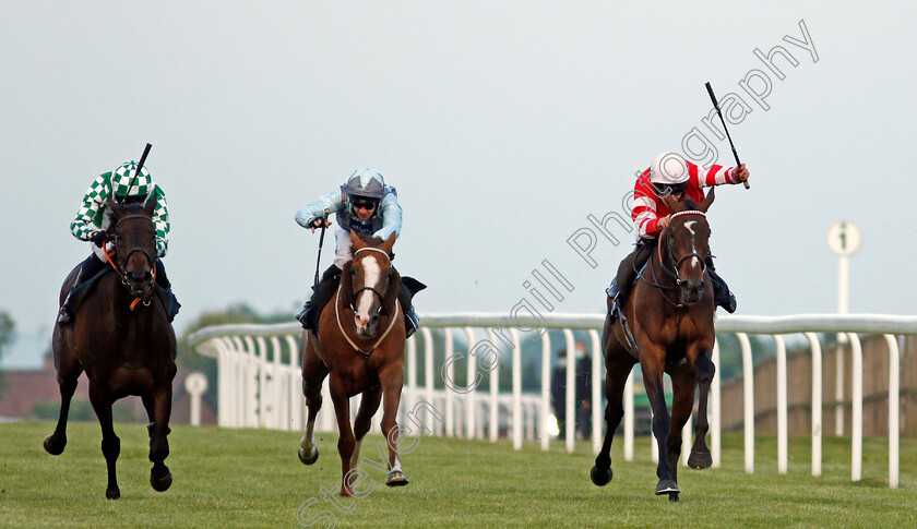 Summer s-Knight-0003 
 SUMMER'S KNIGHT (right, Luke Morris) beats LADY ELYSIA (centre) and RUNNING CLOUD (left) in The Follow At The Races On Twitter Handicap
Bath 23 Jun 2021 - Pic Steven Cargill / Racingfotos.com