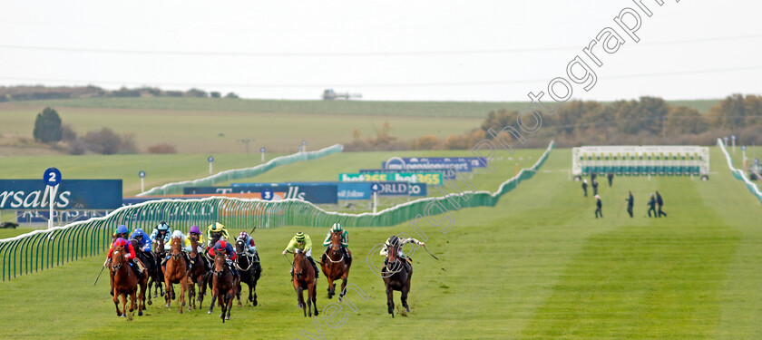 Misty-Sky-0008 
 MISTY SKY (centre, Aidan Keeley) wins The Prestige Vehicles Fillies Restricted Novice Stakes
Newmarket 23 Oct 2024 - Pic Steven Cargill / Racingfotos.com