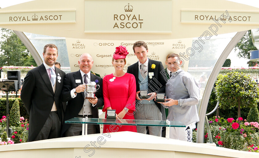 Soldier s-Call-0013 
 Presentation by Mr and Mrs Peter Phillips to Clipper Logistics, Archie Watson and Daniel Tudhope after The Windsor Castle Stakes and SOLDIER'S CALL
Royal Ascot 23 Jun 2018 - Pic Steven Cargill / Racingfotos.com