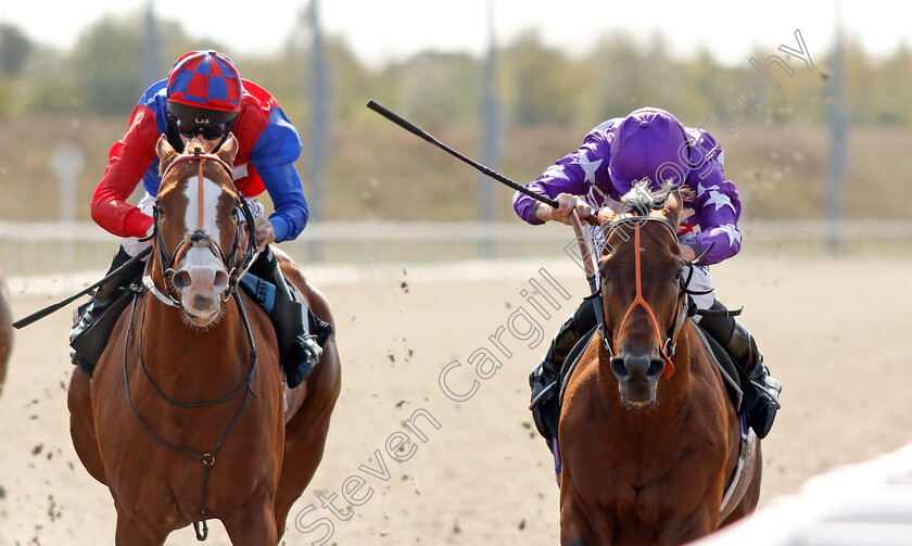 Oh-This-Is-Us-0003 
 OH THIS IS US (right, Ryan Moore) beats ANIMAL INSTINCT (left) in The CCR Handicap
Chelmsford 20 Sep 2020 - Pic Steven Cargill / Racingfotos.com