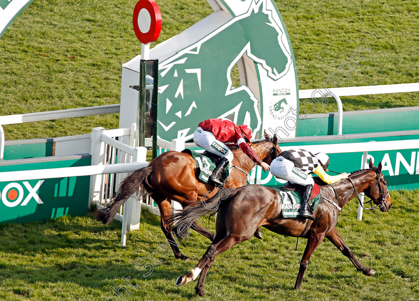 Tiger-Roll-0016 
 TIGER ROLL (farside, Davy Russell) beats PLEASANT COMPANY (nearside) in The Randox Health Grand National Aintree 14 Apr 2018 - Pic Steven Cargill / Racingfotos.com