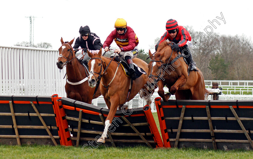 Midnight-River-0002 
 MIDNIGHT RIVER (right, Harry Skelton) beats ONE TRUE KING (centre) and GALLYHILL (left) in The greatbritishstallionshowcase.co.uk Novices Hurdle
Ascot 20 Feb 2021 - Pic Steven Cargill / Racingfotos.com