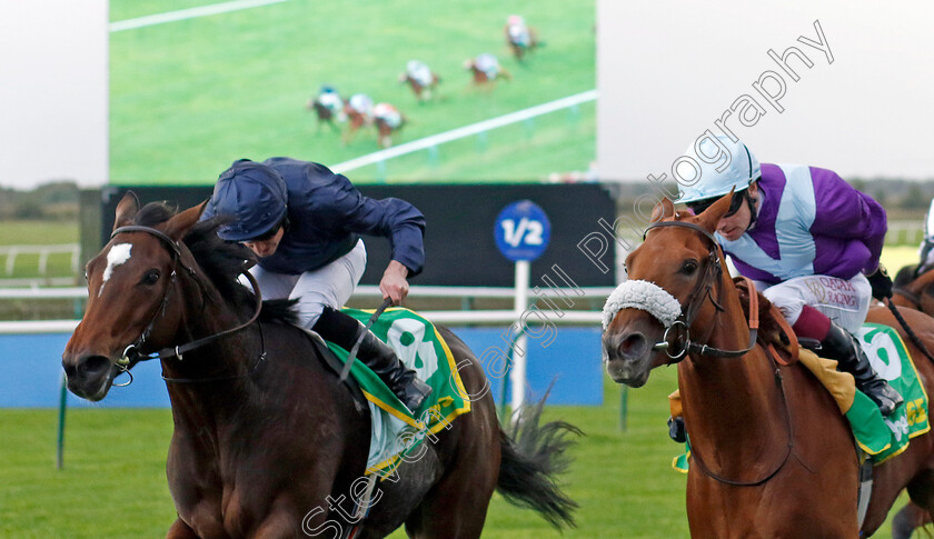 Ylang-Ylang-0002 
 YLANG YLANG (Ryan Moore) beats SEE THE FIRE (right) in The bet365 Fillies Mile
Newmarket 13 Oct 2023 - Pic Steven Cargill / Racingfotos.com