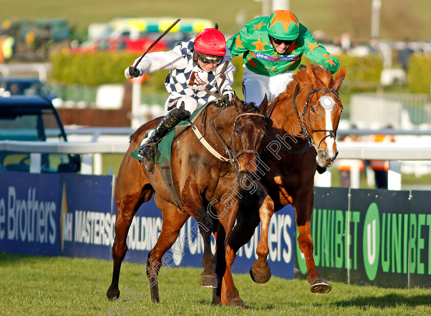 Rathvinden-0003 
 RATHVINDEN (left, Mr P W Mullins) beats MS PARFOIS (right) in The National Hunt Challenge Cup Cheltenham 13 Mar 2018 - Pic Steven Cargill / Racingfotos.com