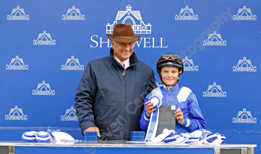 Briar-Smokey-Joe-0006 
 Zak Kent after winning The Shetland Pony Grand National Flat Race on BRIAR SMOKEY JOE
Newmarket 27 Sep 2019 - Pic Steven Cargill / Racingfotos.com