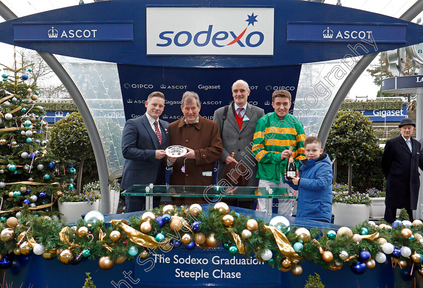 Coney-Island-0008 
 Presentation to J P McManus, Eddie Harty and Barry Geraghty for The Sodexo Graduation Chase won by CONEY ISLAND Ascot 23 Dec 2017 - Pic Steven Cargill / Racingfotos.com