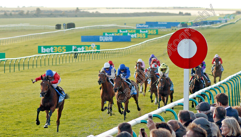 Veracious-0002 
 VERACIOUS (Ryan Moore) wins The Godolphin Under Starters Orders Maiden Fillies Stakes Newmarket 13 Oct 2017 - Pic Steven Cargill / Racingfotos.com