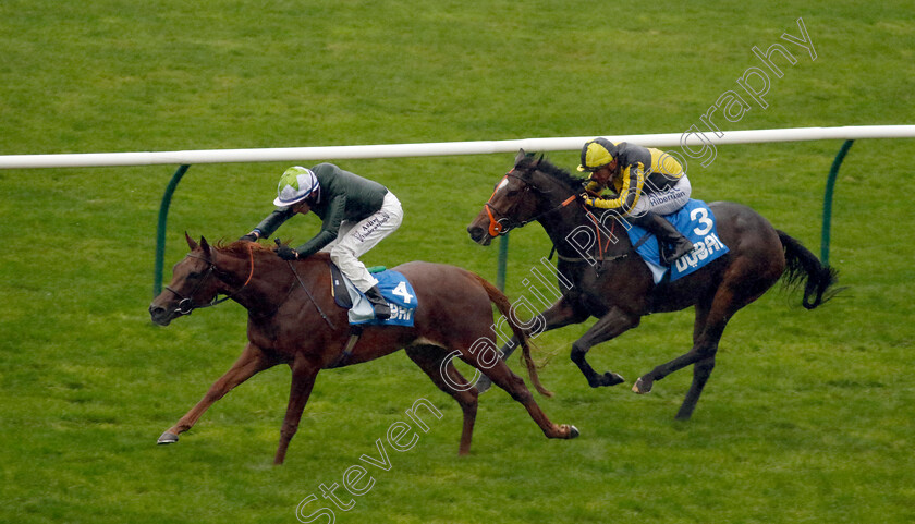 Glimpsed-0003 
 GLIMPSED (Rossa Ryan) beats GET THE MUSIC ON (right) in The Godolphin Under Starter Orders Maiden Fillies Stakes Div2
Newmarket 13 Oct 2023 - Pic Steven Cargill / Racingfotos.com