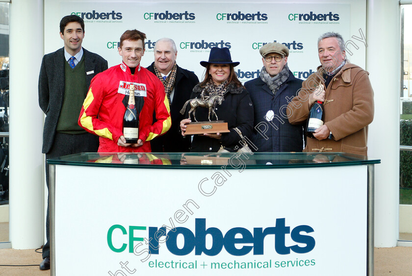 Cogry-0008 
 Presentation to Nigel Twiston-Davies, Sam Twiston-Davies and owners for The CF Roberts 25 Years Of Sponsorship Handicap Chase won by COGRY
Cheltenham 14 Dec 2018 - Pic Steven Cargill / Racingfotos.com