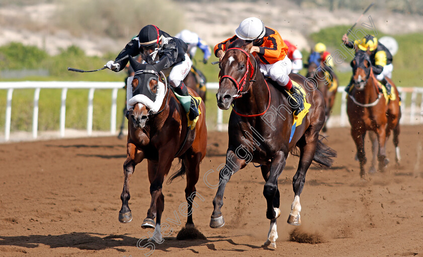 Epsilon-0003 
 EPSILON (left, Liam Tarentaal) beats CALL SIGN (right) in The School Transport Services Handicap Jebel Ali 9 Mar 2018 - Pic Steven Cargill / Racingfotos.com