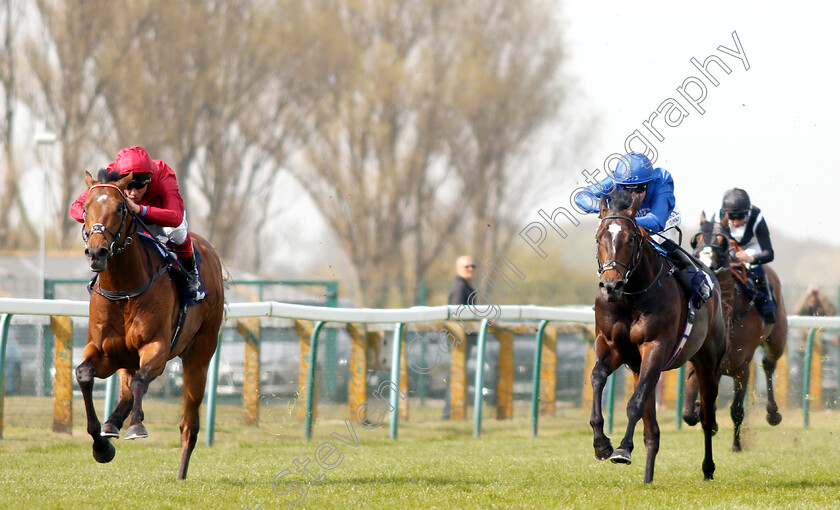 King-Of-Comedy-0005 
 KING OF COMEDY (left, Frankie Dettori) beats LAND OF LEGENDS (right) in The Eastern Power Systems Of Norwich Novice Stakes
Yarmouth 23 Apr 2019 - Pic Steven Cargill / Racingfotos.com