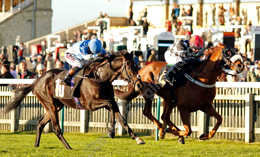 Torcello-0002 
 TORCELLO (Rossa Ryan) beats HAARAR (left) in The racingtv.com/freetrial Handicap
Newmarket 28 Oct 2022 - Pic Steven Cargill / Racingfotos.com