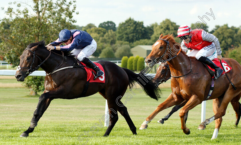 Master-Mcgrath-0004 
 MASTER MCGRATH (Kevin Stott) beats SAND DIEGO (right) in The Slug And Lettuce Christmas Party EBF Maiden Stakes
Sandown 8 Aug 2019 - Pic Steven Cargill / Racingfotos.com