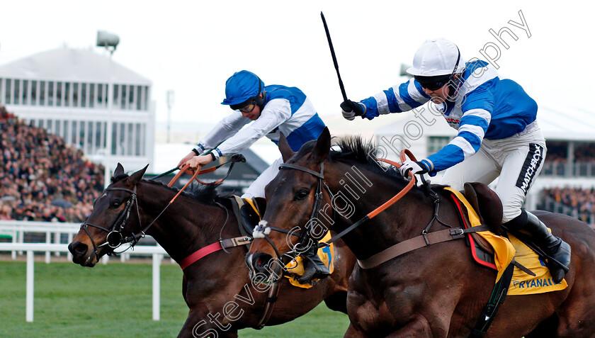 Frodon-0001 
 FRODON (right, Bryony Frost) beats ASO (left) in The Ryanair Chase
Cheltenham 14 Mar 2019 - Pic Steven Cargill / Racingfotos.com