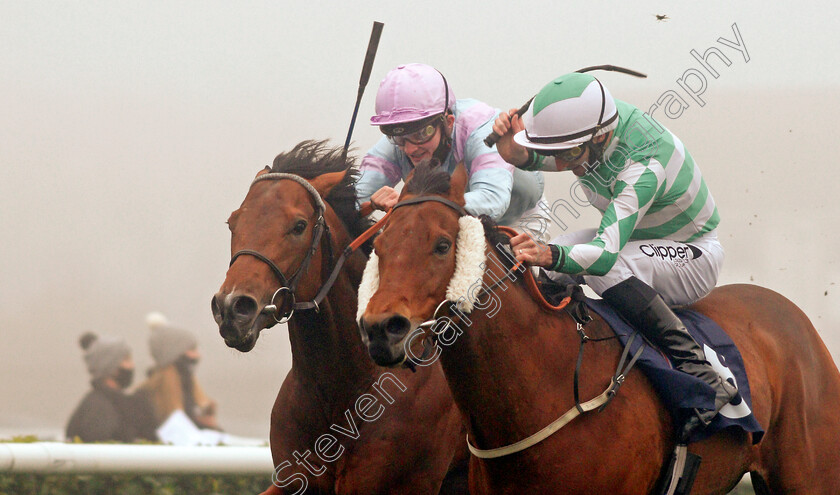 Tomfre-0004 
 TOMFRE (left, Rob Hornby) beats FIRMAMENT (right) in The Best Odds On The Betfair Exchange Handicap
Doncaster 7 Nov 2020 - Pic Steven Cargill / Racingfotos.com