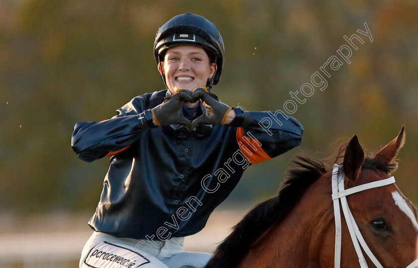 Little-Arabella-0009 
 Alina Ohgren celebrates after winning The Lanwades Stud Stakes on LITTLE ARABELLA
Bro Park, Sweden , 15 Sep 2024 - Pic Steven Cargill / Racingfotos.com