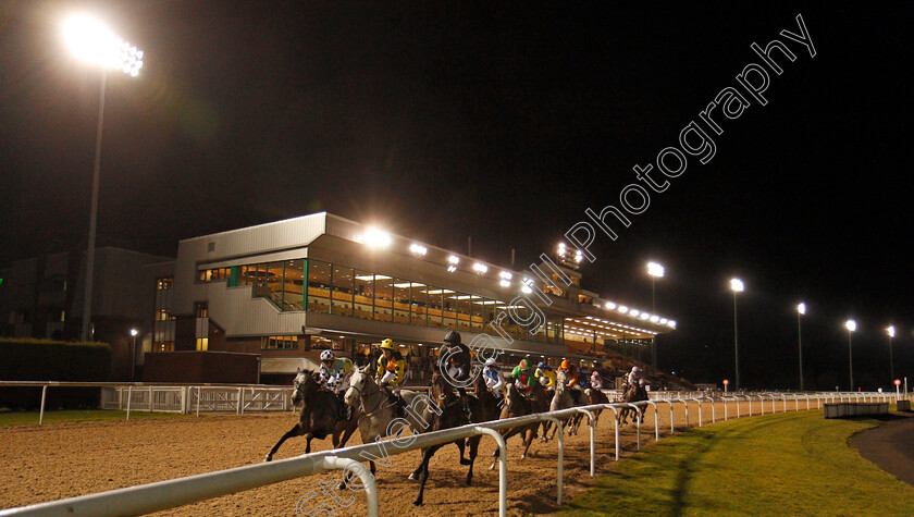 Watersmeet-0002 
 WATERSMEET (centre, Joe Fanning) disputing the lead on his way to winning The Betway Live Casino Conditions Stakes Wolverhampton 15 Jan 2018 - Pic Steven Cargill / Racingfotos.com