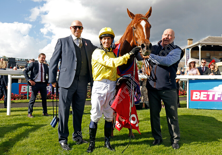 Nakheel-0009 
 NAKHEEL (Jim Crowley) with Owen Burrows after The Betfred Park Hill Stakes
Doncaster 12 Sep 2024 - Pic Steven Cargill / Racingfotos.com