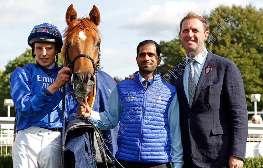 Modern-Games-0012 
 MODERN GAMES (William Buick) with Charlie Appleby after The Tattersalls Stakes
Newmarket 23 Sep 2021 - Pic Steven Cargill / Racingfotos.com