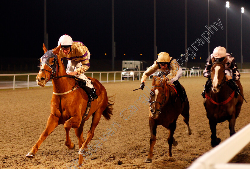 Mister-Chow-0003 
 MISTER CHOW (left, Adam Kirby) beats OLYMPIC LEGEND (centre) and BEATISA (right) in The bet toteWIN At betfred.com Handicap Chelmsford 1 Dec 2017 - Pic Steven Cargill / Racingfotos.com