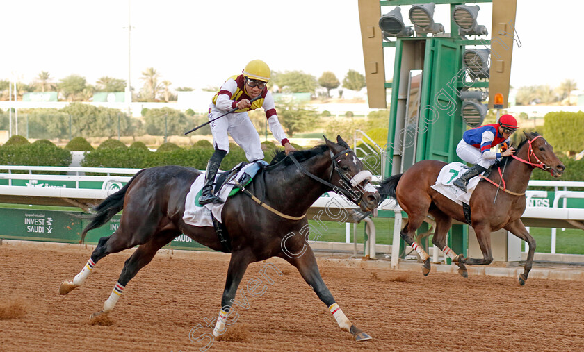 Altawhidi-0002 
 ALTAWHIDI (Camillo Ospina) wins The International Jockeys Challenge R1
King Abdulaziz Racecourse, Saudi Arabia, 23 Feb 2024 - Pic Steven Cargill / Racingfotos.com