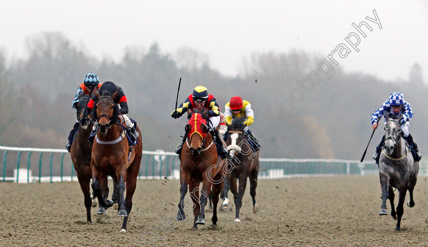 Bernie s-Boy-0002 
 BERNIE'S BOY (left, Nicola Currie) beats AWESOME ALLAN (centre) in The Betway Handicap Lingfield 14 Feb 2018 - Pic Steven Cargill / Racingfotos.com