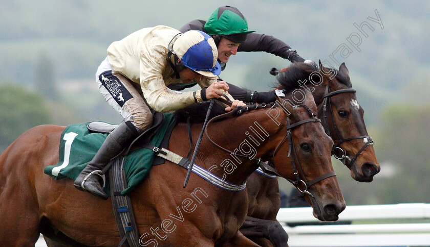 Hazel-Hill-0009 
 HAZEL HILL (nearside, Alex Edwards) beats CARYTO DES BROSSES (farside) in The Timico Mixed Open Gold Cup Final Hunters Chase
Cheltenham 3 May 2019 - Pic Steven Cargill / Racingfotos.com