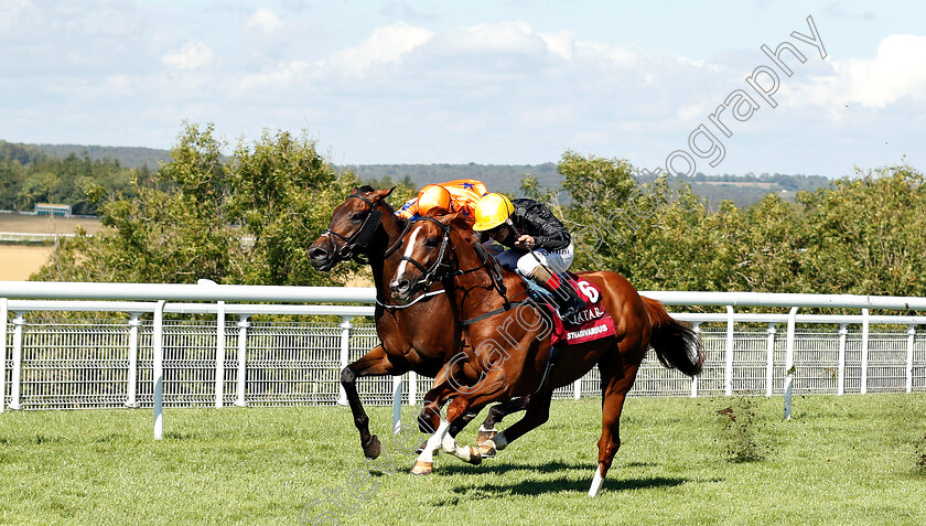 Stradivarius-0002 
 STRADIVARIUS (right, Andrea Atzeni) beats TORCEDOR (left) in The Qatar Goodwood Cup
Goodwood 31 Jul 2018 - Pic Steven Cargill / Racingfotos.com