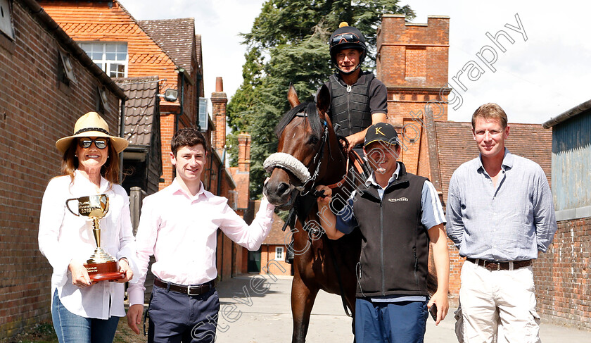 Count-Octave-0002 
 Amanda Elliott and the Melbourne Cup, with jockey Oisin Murphy, trainer Andrew Balding and owners racing manager David Redvers posing with horse COUNT OCTAVE
Andrew Balding commented: ‘Likely route will be Lonsdale Stakes or Ebor at York depending on where Sheikh Fahad would like to run with the former being the most likely. Long term aim though is the Lexus Melbourne Cup.’
Kingsclere 16 July 2018 - Pic Steven Cargill