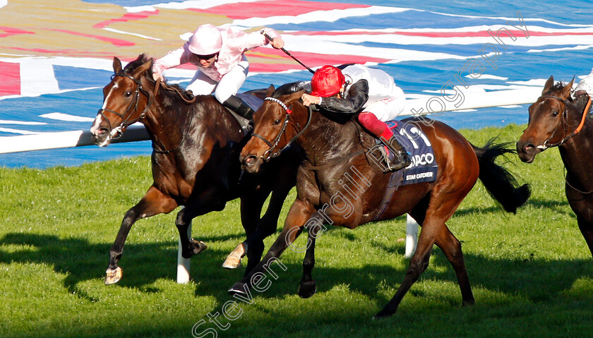 Star-Catcher-0005 
 STAR CATCHER (right, Frankie Dettori) beats DELPHINIA (left) in The Qipco British Champions Fillies & Mares Stakes
Ascot 19 Oct 2019 - Pic Steven Cargill / Racingfotos.com