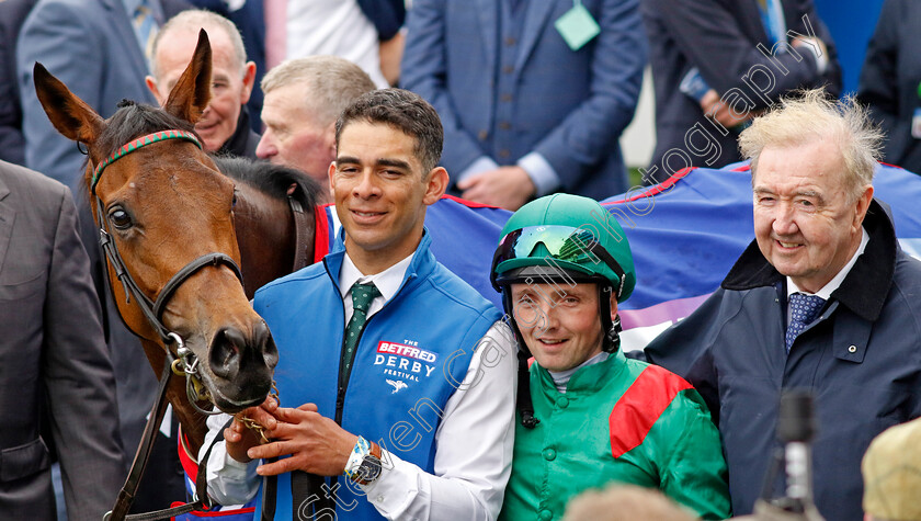 Ezeliya-0022 
 EZELIYA (Chris Hayes) with Dermot Weld after The Betfred Oaks
Epsom 31 May 2024 - pic Steven Cargill / Racingfotos.com