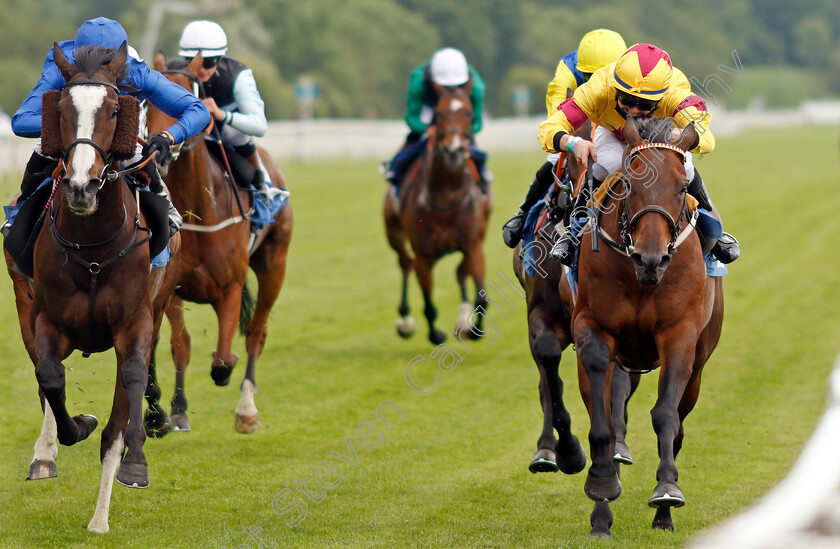 Bollin-Joan-0003 
 BOLLIN JOAN (left, Ella McCain) beats DUBAI INSTINCT (right) in The SASH Charity Apprentice Handicap
York 11 Jun 2021 - Pic Steven Cargill / Racingfotos.com