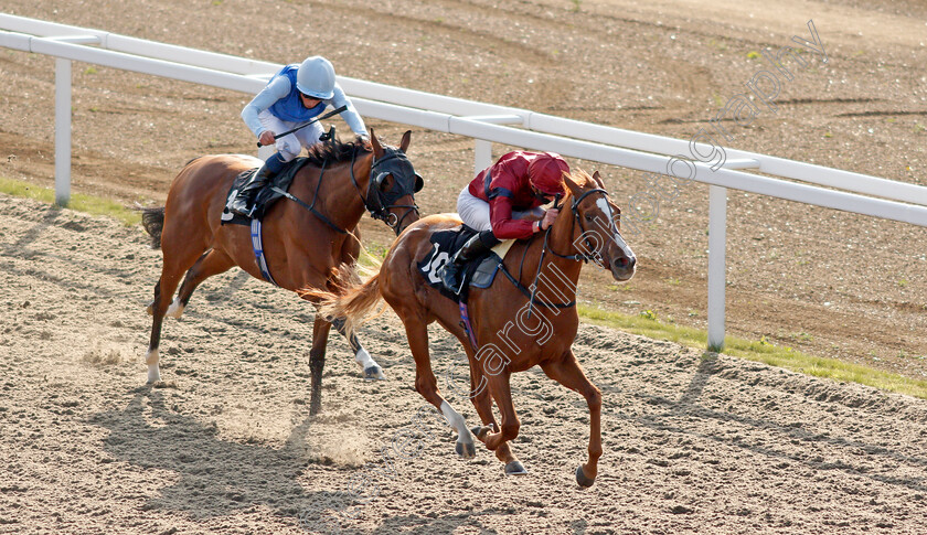 Sheila-0002 
 SHEILA (James Doyle) beats SACRE BLEU (left) in The tote.co.uk Free Streaming Every Uk Race Handicap Div2
Chelmsford 20 Sep 2020 - Pic Steven Cargill / Racingfotos.com